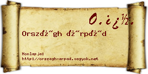 Országh Árpád névjegykártya